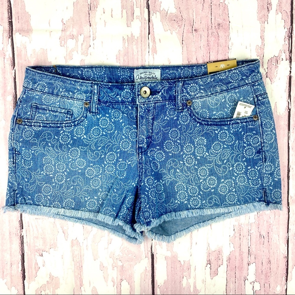 NWT Aeropostale Sunflower Jean Shortie Shorts
